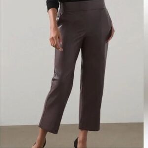 Chico's|Pull on straight leg faux leather pants in burgundy,NWT SIZE 12•••staple
